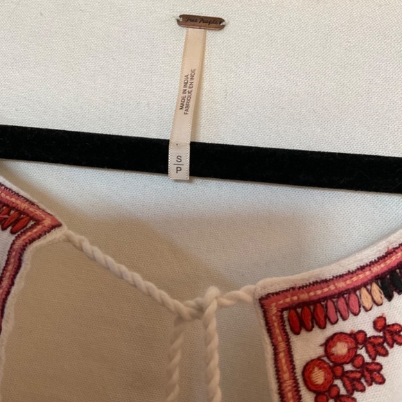 Free People Dress Cream Dress with beautiful rusts & brown embroidery SMALL - Picture 5 of 7